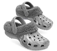 CityComfort Zoccoli Invernali Bambini con Fodera in Pile, Ciabatte Calde con Cinghia Regolabile, Comode Scarpe da Casa (33 EU, Camouflage-Grigio)