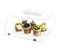 Cityjoy Contenitore impilabile per panetteria, espositore per pasticceria, in acrilico, contenitore per bagel, pane, 38 x 16,5 x 30,5 cm, porta inclinata con 2 cerniere in acciaio inox