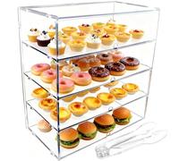 Cityjoy Espositore trasparente a 4 ripiani per pasticceria, vetrina per pasticceria, 49,5 x 52 x 26 cm, per feste, dessert, torte e pane, 5 mm, pannello PETG ad alto impatto