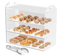Cityjoy Vetrina per pasticceria a 3 livelli con maniglia, piano di lavoro 60 x 30 x 47 cm, vetrina commerciale per pasticceria, espositore per alimenti in acrilico trasparente per dolci, ciambelle