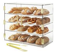 Cityjoy Vetrina per pasticceria a 4 ripiani con sportello automatico elastico, 49,5 x 50 x 26,2 cm, in acrilico trasparente, vetrina per pasticceria, scatola per alimenti, per pane, dessert, biscotti