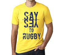 Cityone Uomo Maglietta Tee Vintage T Shirt Say Yes To Rugby Giallo