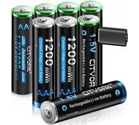 CITYORK 1.5V USB-C Batterie ricaricabili AA AAA, 4 al litio batterie AA da 3000 mWh e 4 al litio batterie AAA da 1200 mWh con cavo di ricarica USB 4 in 1