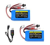CITYORK 7,4 V/1250 mAh Batteria ricaricabile Lipo RC con JST & PH2.0 & SM-2P & MX2.0 Plug per WLtoys RC Cars A949 A959 A969 A979 K929 e Most 1/10 1/16 18 1/24 Batteria per camion RC