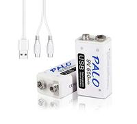 CITYORK 9V USB Batterie Ricaricabili, 650mAh Batterie Ricaricabili agli ioni di litio con Cavo USB per Microfono, Allarme Fumo, Giocattolo, Telecomando e altro Dispositivo (Confezione da 2)