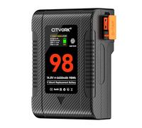 CITYORK Batteria a V Mount 6650 mAh 98 Wh 14,8 V Mini V Lock batteria con OLED Screen D-TAP/USB-A/C uscite per Sony HDCAM, XDCAM, fotocamere digitali, DSLR BMPCC 4K, luce LED, monitor e altre
