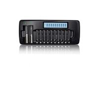 CITYORK Batteria da 10 + 2 slot LCD, per batterie ricaricabili da 1,2 V, AA/AAA NI-MH, 3,7 V, 18650, 20700, 26650, 13450, 14500, 16340 (RCR123), batterie ricaricabili agli ioni di litio (batterie non