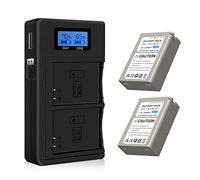 CITYORK Batteria di ricambio BLN-1 (confezione da 2) e caricabatterie rapido doppio LCD per Olympus BLN-1 OM-D E-M1, OM-D E-M5, Pen E-P5, OM-D E-M5 M2
