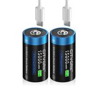 CITYORK Batteria ricaricabile USB D 1,5 V 10000 mAh (confezione da 2) - Tensione costante - Ideale per giocattoli, torce, lettori CD e altri dispositivi alimentati a batteria