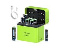 CITYORK Batterie al litio ricaricabili AA AAA 1,5 V con caricatore, 4 batterie AA da 3000 mWh + 4 batterie AAA da 1200 mWh con scatola di ricarica integrata
