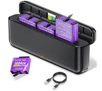 CITYORK Caricatore a 3 slot e 2 batterie da 2400 mAh, compatibile con Insta360 Ace/Ace Pro/Ace Pro 2, batteria di ricambio per Insta360 Ace/Ace Pro, con indicatore LED e cavo USB