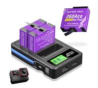 CITYORK Caricatore a 3 slot e 3 batterie da 2400 mAh, compatibile con Insta360 Ace e Pro, batteria di ricambio per Insta360 Pro, con display LCD e cavo USB