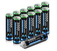 CITYORK Confezione da 12 batterie AA ricaricabili da 1,5 V 3000 mWh AA batteria agli ioni di litio batteria di uscita a tensione costante