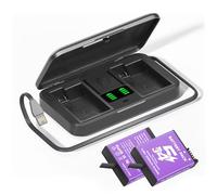 CITYORK Kit caricabatterie per fotocamera DJI Osmo Action 5 Pro/Osmo Action4 / Osmo-Action3/Osmo 360 Sport, batteria da 2250 mAh e slot a doppio canale, con display LCD e cavo USB