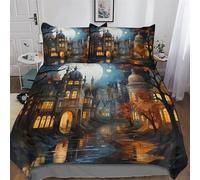 Cityscape Architecture Copripiumino Set 3 Pz Tessuto in Microfibra 100% Copripiumone Con Federe, Chiusura A Cerniera Double (200x200cm)