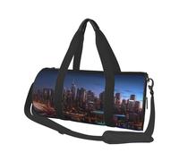 Cityscape Night Canada Borse da viaggio di grande capacità e borse sportive con manici ad anello per il fine settimana e borse rotonde possono essere utilizzate sia da uomini che da donne, Nero ,