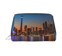 Cityscape Night Canada - Grande organizer per trucchi, versatile, con chiusura a cerniera sicura, da donna, Argento, One Size