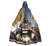 Cityscape Parigi Torre Eiffel Francia adulto Halloween Party mantello elegante tema zucca con cappuccio vestaglia Cosplay costume nero