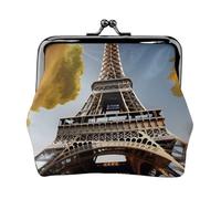 Cityscape Parigi Torre Eiffel Francia stampa compatta portamonete 11,5 x 10,5 cm carino mini portafoglio con chiusura a bacio impermeabile sacchetto