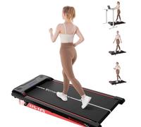 CITYSPORTS Tapis Roulant électrique 11 %-14 % inclinable - Tapis de Course compact avec LED & éclairage d’ambiance, 1-6 km/h, silencieux, télécommande, idéal maison et bureau (Red)