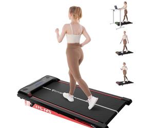 CITYSPORTS Tapis Roulant électrique 11 %-14 % inclinable - Tapis de Course compact avec LED & éclairage d’ambiance, 1-6 km/h, silencieux, télécommande, idéal maison et bureau (Red)