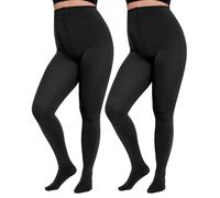 Citystl 2 paia di collant taglie forti da donna, collant neri opachi 80D, collant in morbida microfibra tinta unita, nero, 5XL/6XL