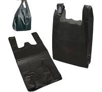 Citystores® Sacchetti medi neri | Sacchetti in plastica resistente con manici per alimenti, generi alimentari e vendita al dettaglio | 100 sacchetti, Blu, L