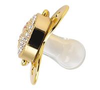 Ciuccio Bling Personalizzato, Ciuccio di Lusso Baby Diamond, Ciuccio in Silicone Antistatico Senza BPA per Bambini da 6 a 18 Mesi, di Compleanno per Anniversario di Nascita (Oro)