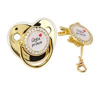 Ciuccio di Lusso per Bambini, Ciuccio in Cristallo Artificiale Bling, Piccolo Principe Ciuccio Ciuccio Neonato Ciuccio Dorato per Bambino da 6 a 18 Mesi (Oro)