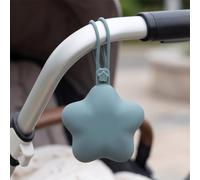 Ciuccio e massaggiagengive in silicone a forma di stella con cinghia ad anello | La custodia palmare ha una lunga cinghia integrata per appenderlo a un passeggino o a una borsa.