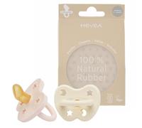 Ciuccio HEVEA in gomma naturale colorata, confezione da 2 pz, con pigmenti di colore naturale, a base vegetale, senza plastica, ecologico, senza BPA e approvato per il contatto alimentare (Powder pink & Milky White-rosa cipria e bianco latte, tettarella ortodontica 0-3 mesi)