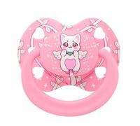 Ciuccio in silicone per adulti, per alleviare l'ansia: grande | Ciuccio con tettarella trasparente e scollo a cuore, per lo stress, sonno, comfort, con ali d'angelo, motivo gatto, rosa