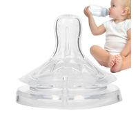 Ciuccio massaggiagengive in silicone, ciuccio per biberon, capezzolo a collo largo, morbido silicone alimentare, uso alimentare da viaggio, 5,5 x 4,5 cm, bianco trasparente, 1 pezzo