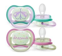 2 ciucci ultra air night time 0-6 mesi decorazione farfalla/dreams - philips avent