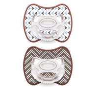 Ciuccio Ortodontico Succhietto Neonato Bambino in Silicone Medicale 0-16 M Set da 2 Glee Arrows Marrone (6 Mesi +)