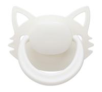 Ciuccio per adulti Anxiety Stress Paci: Adult Pacifier Fox Binky Bianco | Grande scudo, orecchie appuntite e aperture per l'aria, tettarella rotonda in silicone trasparente, impugnatura ad anello per