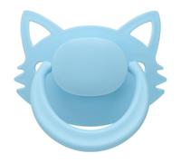 Ciuccio per adulti Anxiety Stress Paci: Adult Pacifier Fox Binky Blue | Grande scudo, orecchie appuntite e aperture per l'aria, tettarella rotonda in silicone trasparente, impugnatura ad anello per