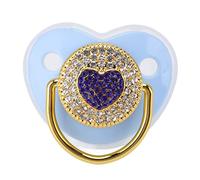 Ciuccio per Bambini, a Forma di Cuore con Strass Brillanti, Ciuccio per Neonati, Luce Morbida, Capezzolo per Neonati, Neonate (M Blu)