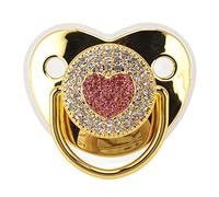 Ciuccio per Bambini, a Forma di Cuore con Strass Brillanti, Ciuccio per Neonati, Luce Morbida, Capezzolo per Neonati, Neonate (Oro)