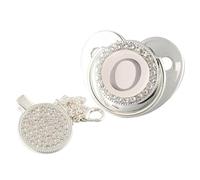 Ciuccio per Bambini con Lettera Iniziale Bling con Clip A Catena, Ciuccio per Capezzoli Ciuccio Neonato, Ciucci e Accessori In Argento