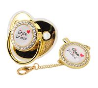 Ciuccio per Bambini in Silicone, Ciuccio di Lusso per Bambini Senza BPA Sicuro con Little Funny Baby Clip (Oro)