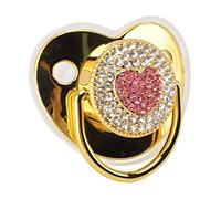Ciuccio per bebè - Capezzolo Succhietto per bebè a Forma Cuore Ciuccio Personalizzato Cristalli Glitterati Ciuccio Lusso Ciuccio Bling per Ragazza Baby Shower Neonato (Oro)