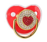 Ciuccio per bebè - Capezzolo Succhietto per bebè a Forma Cuore Ciuccio Personalizzato Cristalli Glitterati Ciuccio Lusso Ciuccio Bling per Ragazza Baby Shower Neonato (Rosso)