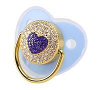 Ciuccio per bebè - Capezzolo Succhietto per bebè a Forma Cuore Ciuccio Personalizzato Cristalli Glitterati Ciuccio Lusso Ciuccio Bling per Ragazza Baby Shower Neonato (Blu)