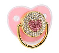Ciuccio per bebè - Capezzolo Succhietto per bebè a Forma Cuore Ciuccio Personalizzato Cristalli Glitterati Ciuccio Lusso Ciuccio Bling per Ragazza Baby Shower Neonato (Rosa)