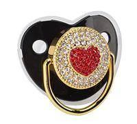 Ciuccio per bebè - Capezzolo Succhietto per bebè a Forma Cuore Ciuccio Personalizzato Cristalli Glitterati Ciuccio Lusso Ciuccio Bling per Ragazza Baby Shower Neonato (Nero)