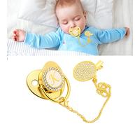 Ciuccio per Bebè Dorato, Design Curvo Personalizzato 26 Lettere Materiali Sicuri Ciuccio per Bebè Sano Ciuccio per Neonato Essentials con Clip per Bambini da 6 a 18 Mesi(K)