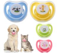 Ciuccio per gattini da 4 pezzi, ciuccio per cuccioli in silicone sicuro e carino con copertura antipolvere, giocattoli da masticare per cani compagni rilassanti, forniture essenziali per animali