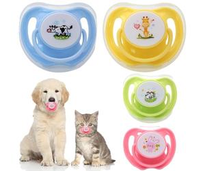 Ciuccio per gattini da 4 pezzi, ciuccio per cuccioli in silicone sicuro e carino con copertura antipolvere, giocattoli da masticare per cani compagni rilassanti, forniture essenziali per animali