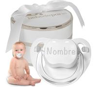 Ciuccio Personalizzato con Nome 0-6 Mesi per Neonato | Neutro | BebeDeParis | Ciuccio personalizzato con nome e scatola regalo elegante, ideale per una nascita speciale. Senza BPA, in silicone